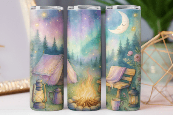 Camping Tumbler Wrap 20oz Design PNG Review