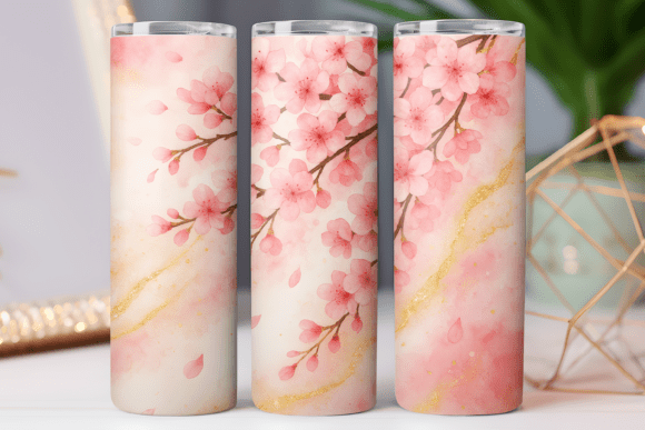 Cherry Blossom Floral Tumbler PNG Art Review