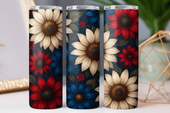 Floral Patriotic Tumbler Wrap 20oz PNG Review
