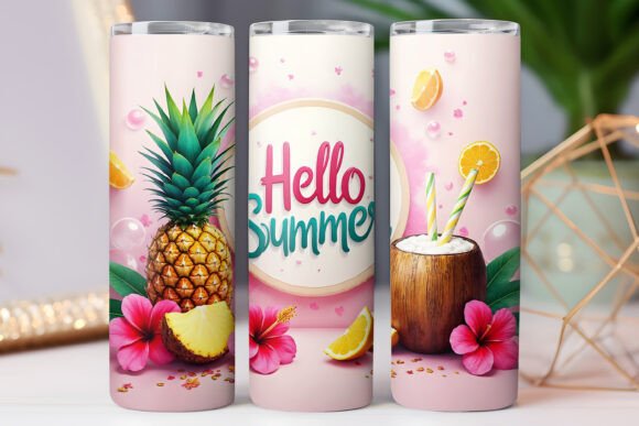 Hello Summer Tumbler Wrap Png for 20oz
