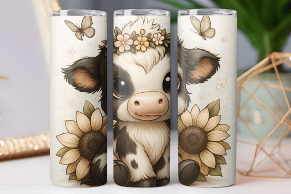 Highland Cow Tumbler Wrap Design PNG Review