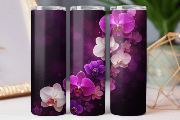 Orchid Floral Tumbler Wrap PNG Art Review