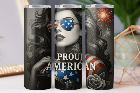 Patriotic Girl Tumbler Wrap Art 20oz PNG Review