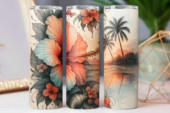 Sea Beach Flower Tumbler Wrap Design Review